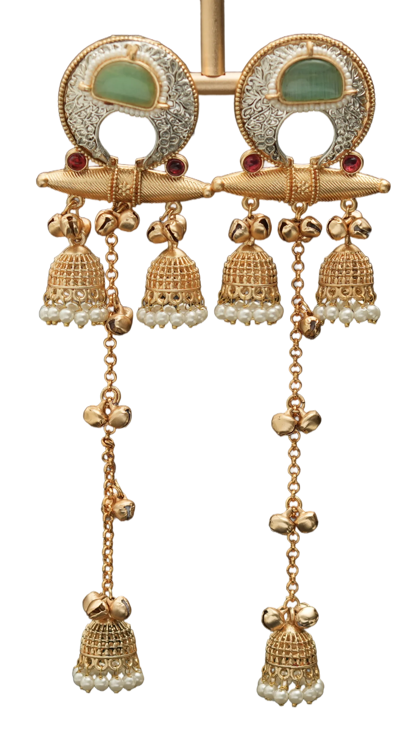 Crescent Chain Jhumka Earrings — view 3