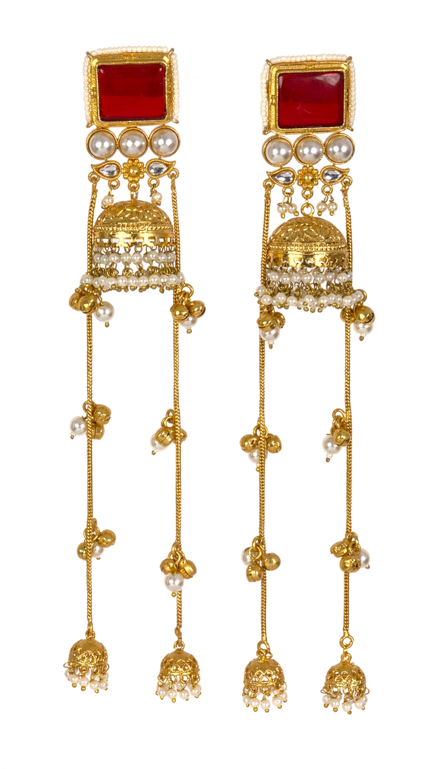 Long Bahubali-style jhumka earrings