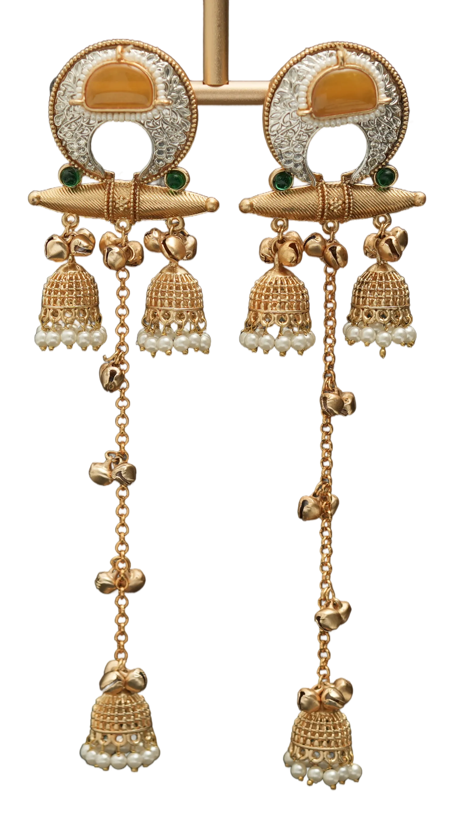 Crescent Chain Jhumka Earrings — view 2