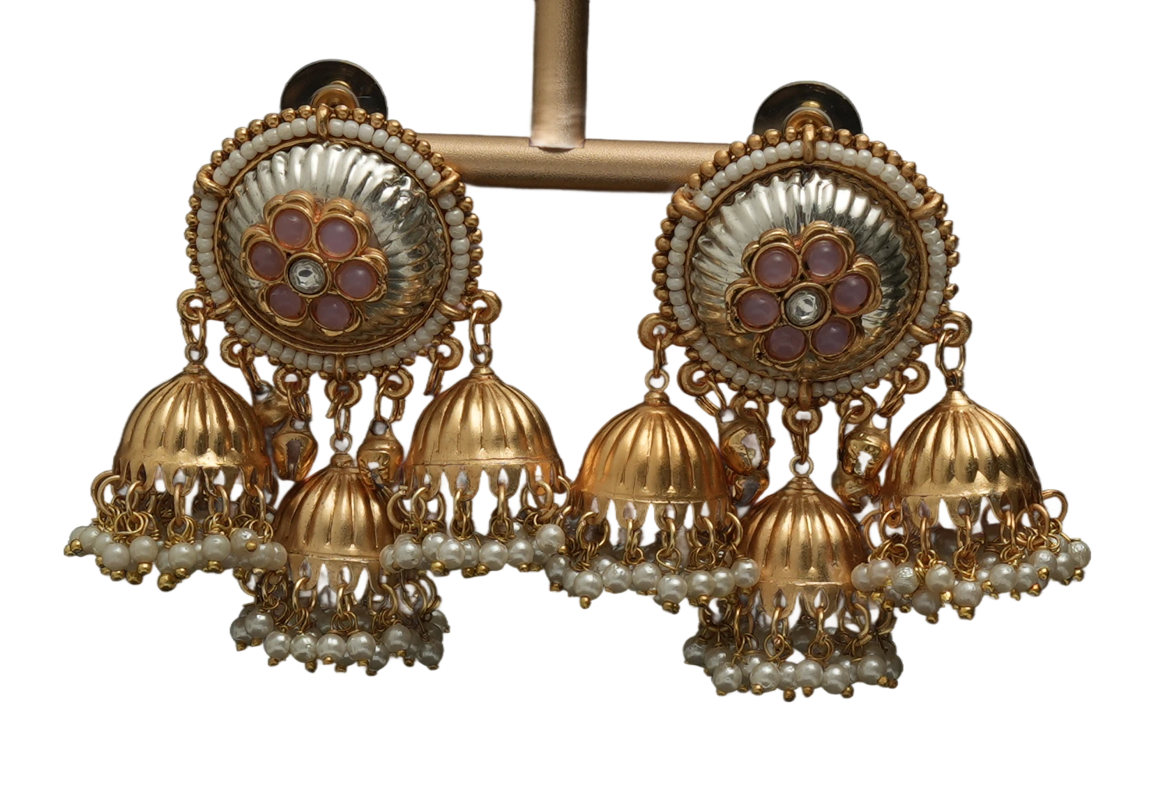 Triple Jhumka Statement Earrings — view 2