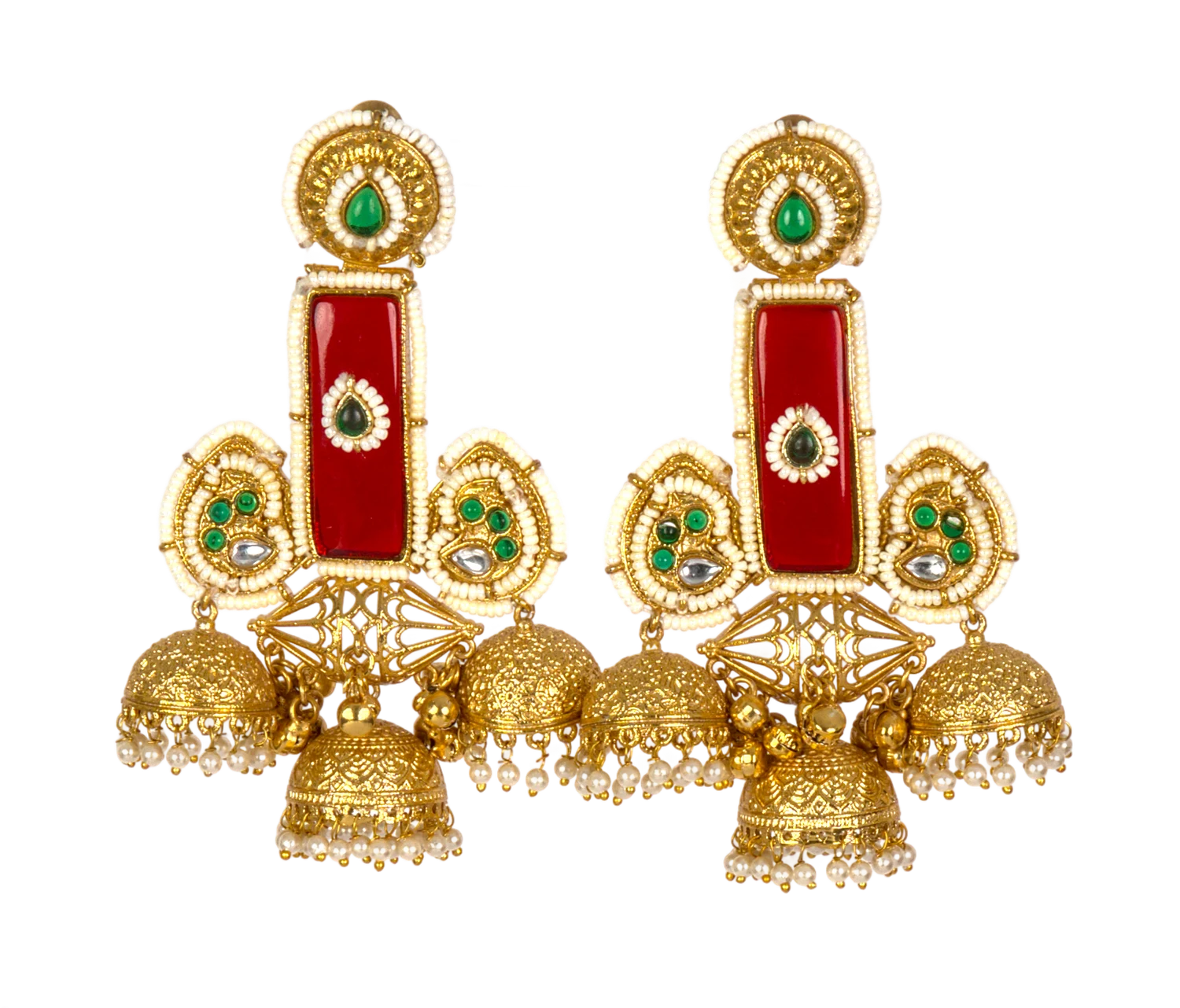 Triple Jhumka Chandelier Earrings — view 2