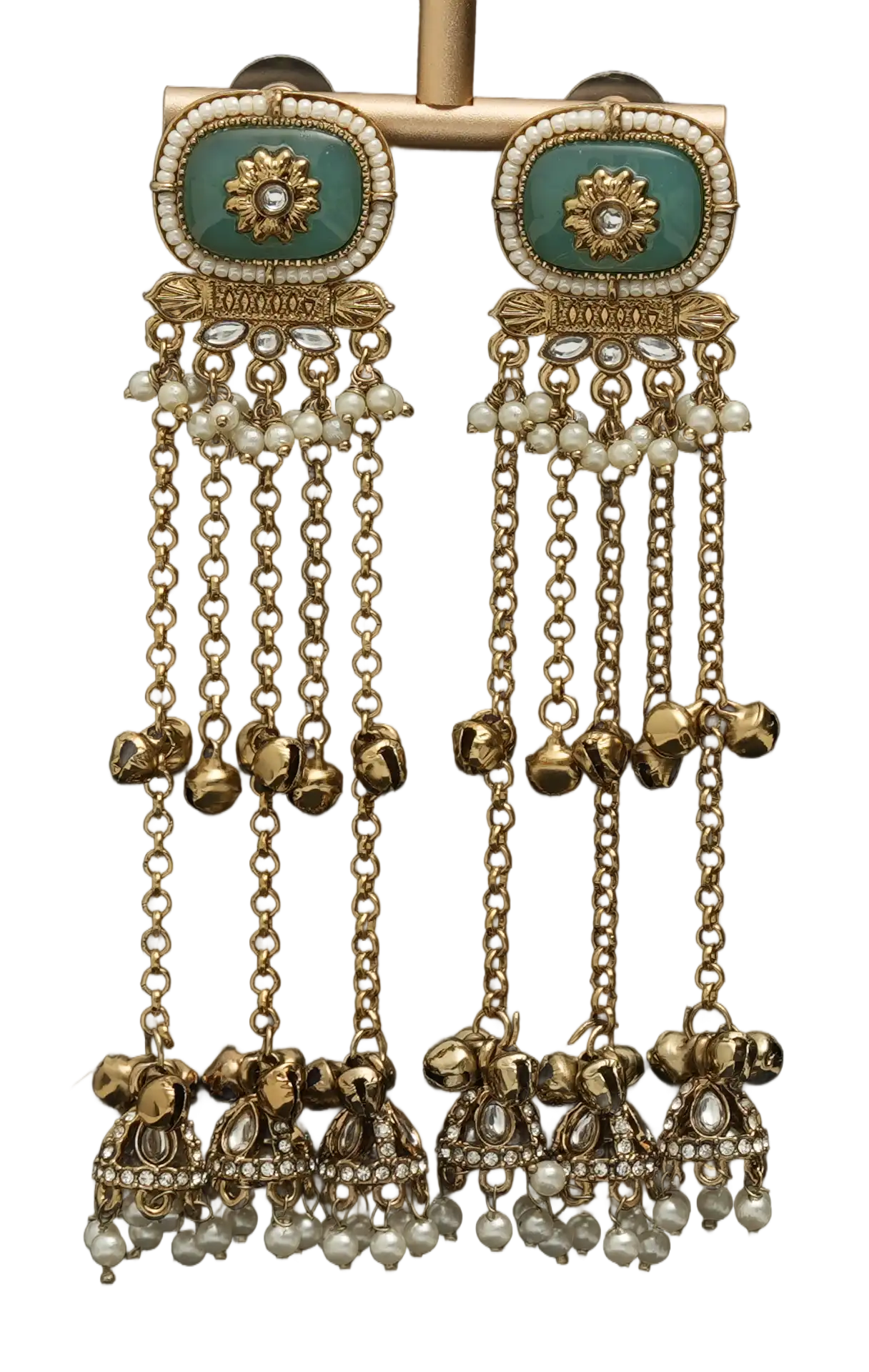 Long Cascade Jhumka Earrings — view 2