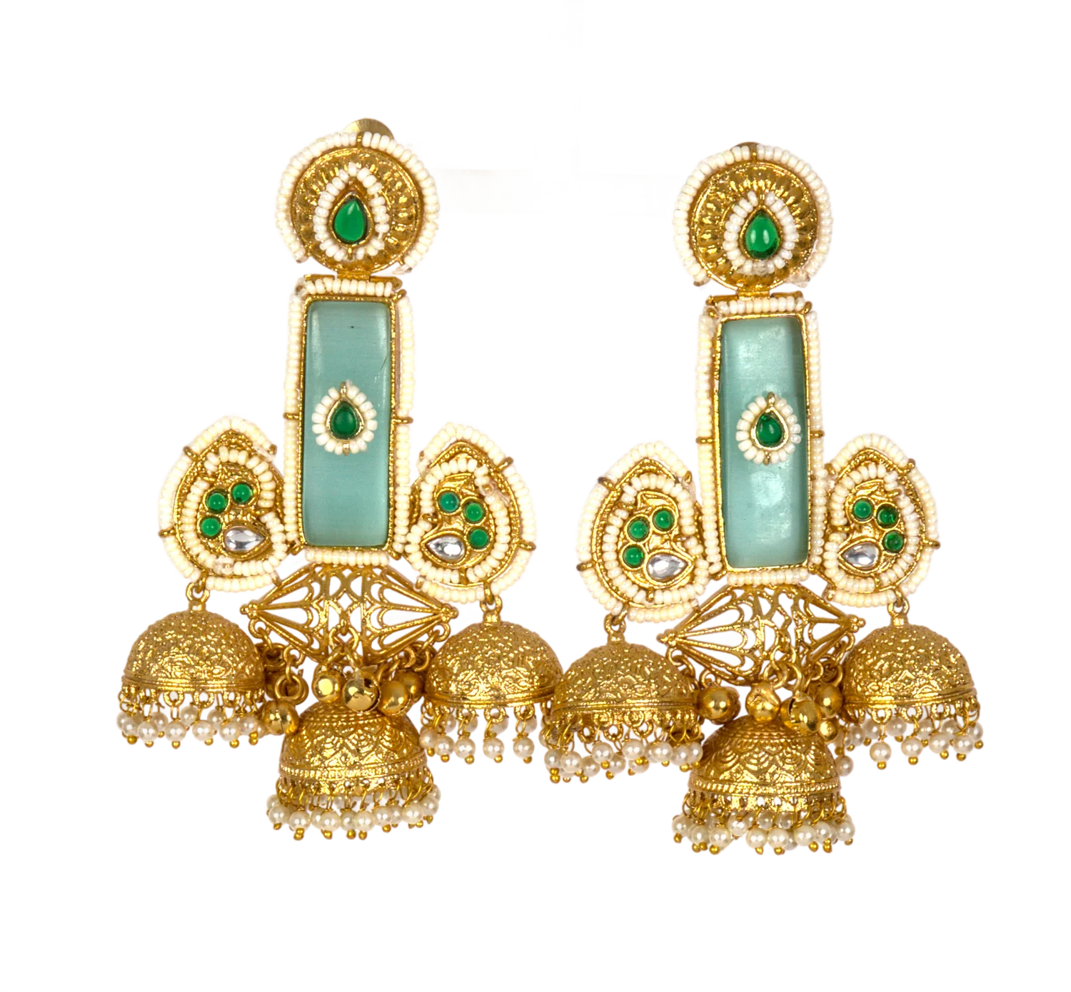 Triple Jhumka Chandelier Earrings