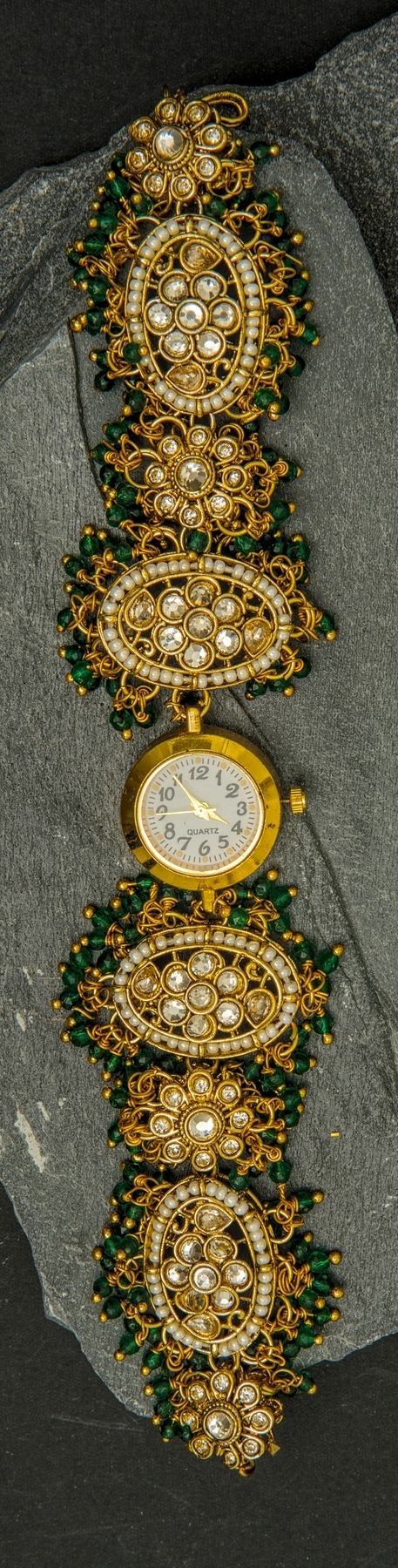 Green Beaded Medallion Watch - Style 51
